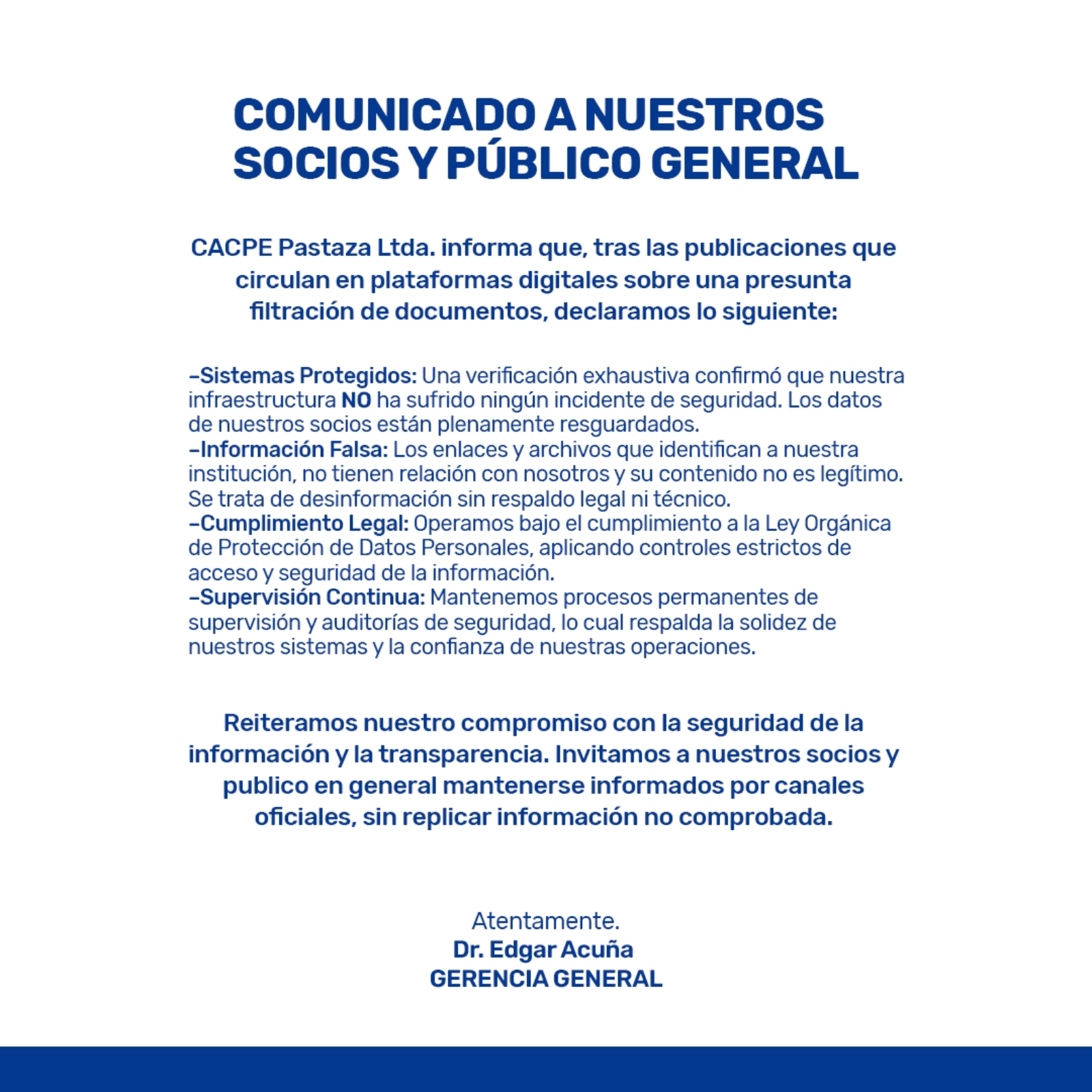 Pronunciamiento oficial